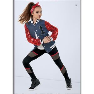 Weissman Varsity Jacket Dance Halloween Costume Sz M 4pc Jazz Hip Hop Streetwear